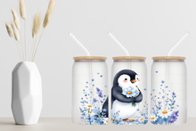 Load image into Gallery viewer, 🌸 Penguin Blooms Glass Tumble 16oz/475ml 🌸