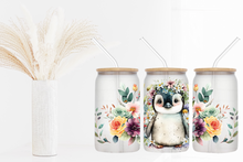 Load image into Gallery viewer, 🌸 Penguin Blooms Glass Tumble 16oz/475ml 🌸