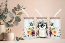 Load image into Gallery viewer, 🌸 Penguin Blooms Glass Tumble 16oz/475ml 🌸