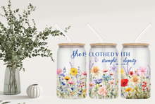 Load image into Gallery viewer, Signature Quote Glass Tumble 16oz/475ml - 👑 Clothed in Strength Collection 👑