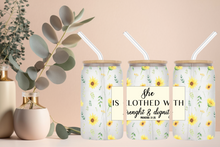 Load image into Gallery viewer, Signature Quote Glass Tumble 16oz/475ml - 👑 Clothed in Strength Collection 👑