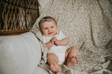 Load image into Gallery viewer, MUSLIN SWADDLE - MAGNOLIA TREE GRAY