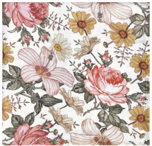 Load image into Gallery viewer, MUSLIN SWADDLE - GARDEN FLORAL - WHITE