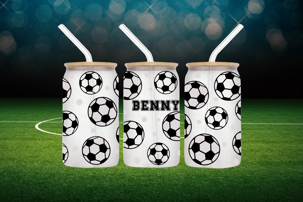 ⚽ Personalised Soccer Lovers Glass Tumble | 16oz/475ml