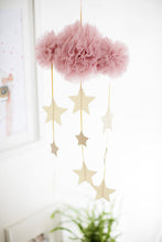 Load image into Gallery viewer, Tulle Cloud Mobile - Blush Rose &amp; Gold Stars
