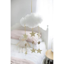 Load image into Gallery viewer, Tulle Cloud Mobile - Ivory &amp; Gold Stars
