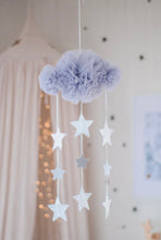 Load image into Gallery viewer, Tulle Cloud Mobile - Mist &amp; Silver Stars
