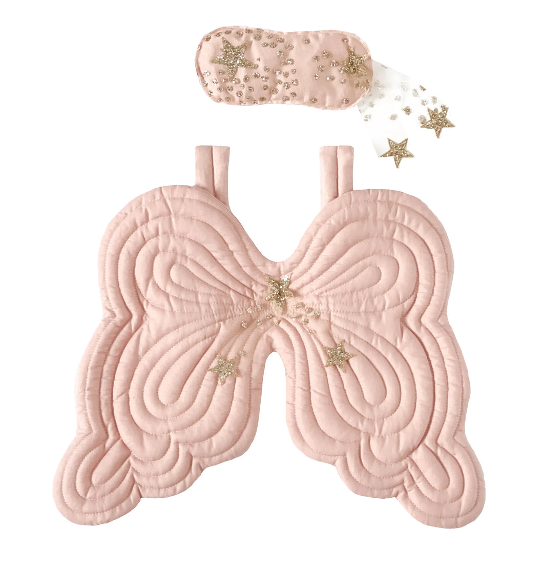 Bonne Mere Starry Nights Heirloom Angel Wings & Eyemask - BLUSH