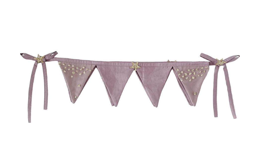 Bonne Mere Glitter Stars Bunting - MULBERRY