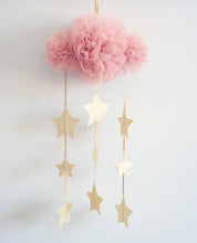Load image into Gallery viewer, Tulle Cloud Mobile - Blush Rose &amp; Gold Stars
