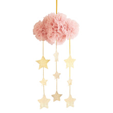 Load image into Gallery viewer, Tulle Cloud Mobile - Blush Rose &amp; Gold Stars

