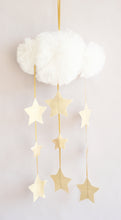 Load image into Gallery viewer, Tulle Cloud Mobile - Ivory &amp; Gold Stars
