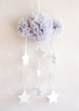 Load image into Gallery viewer, Tulle Cloud Mobile - Mist &amp; Silver Stars
