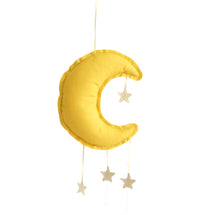Load image into Gallery viewer, Linen Moon Mobile 40cm - Butterscotch &amp; Gold Stars
