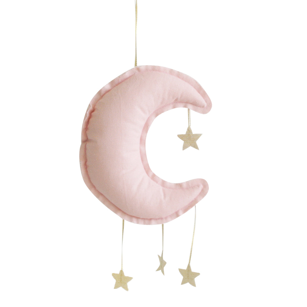 Linen Moon Mobile 40cm - Pink & Gold Stars