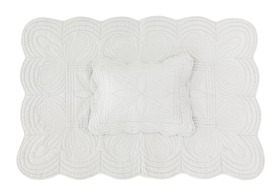 Bonne Mere Cot Quilted Bedspread and Pillow Set - Mist