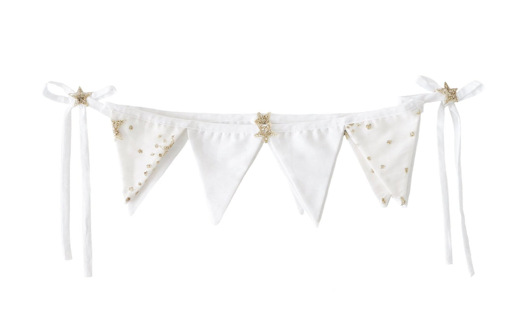 Bonne Mere Glitter Stars Bunting - White